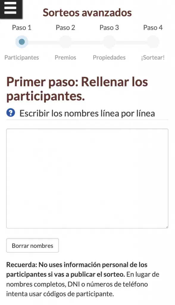 Resultados de un sorteo en Instagram