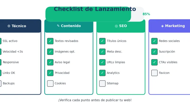 Checklist completo para lanzar tu página web sin errores