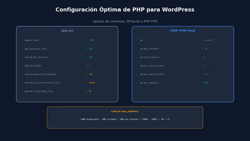 Configuración óptima de PHP para WordPress en HestiaCP