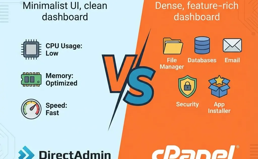 DirectAdmin vs cPanel: Comparativa completa de paneles de control para VPS