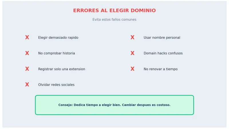 7 errores comunes al elegir un nombre de dominio