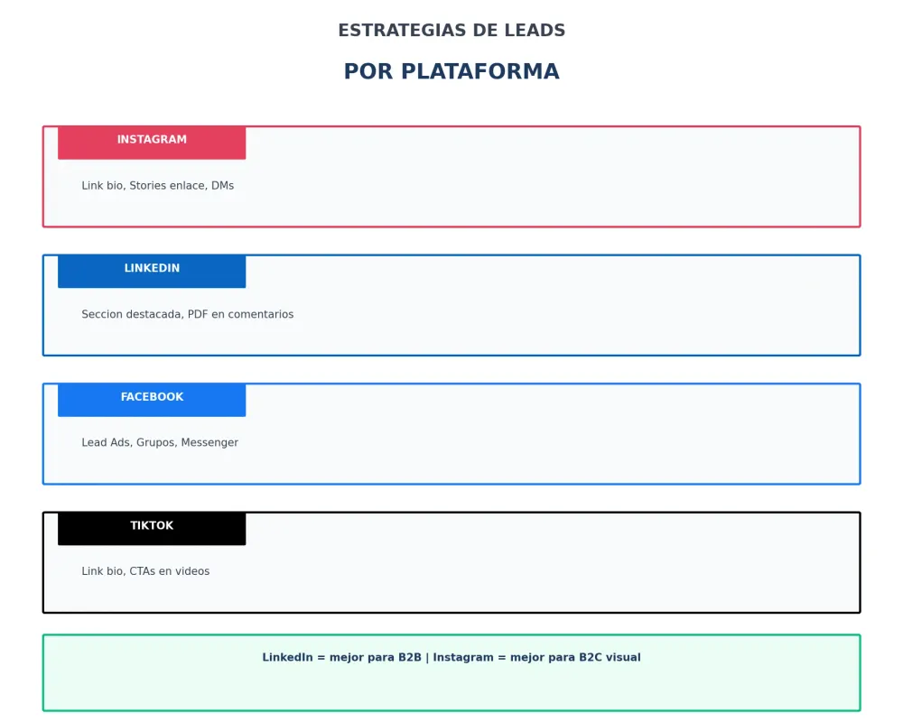 Estrategias de generación de leads por plataforma