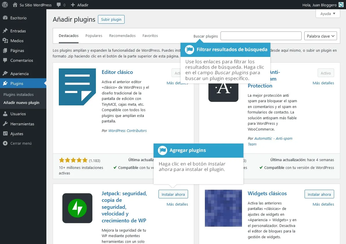 Buscando plugins en el repositorio