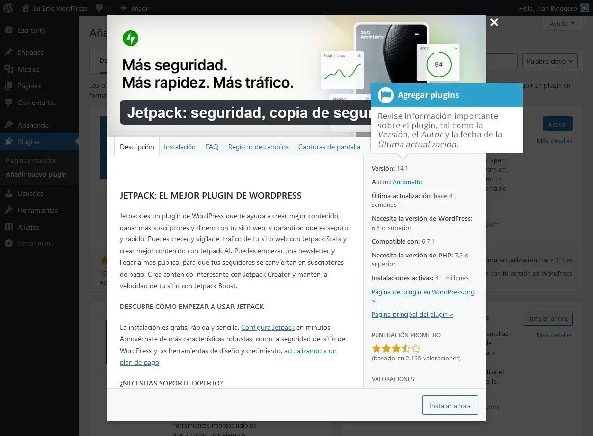 Detalles del plugin y valoraciones