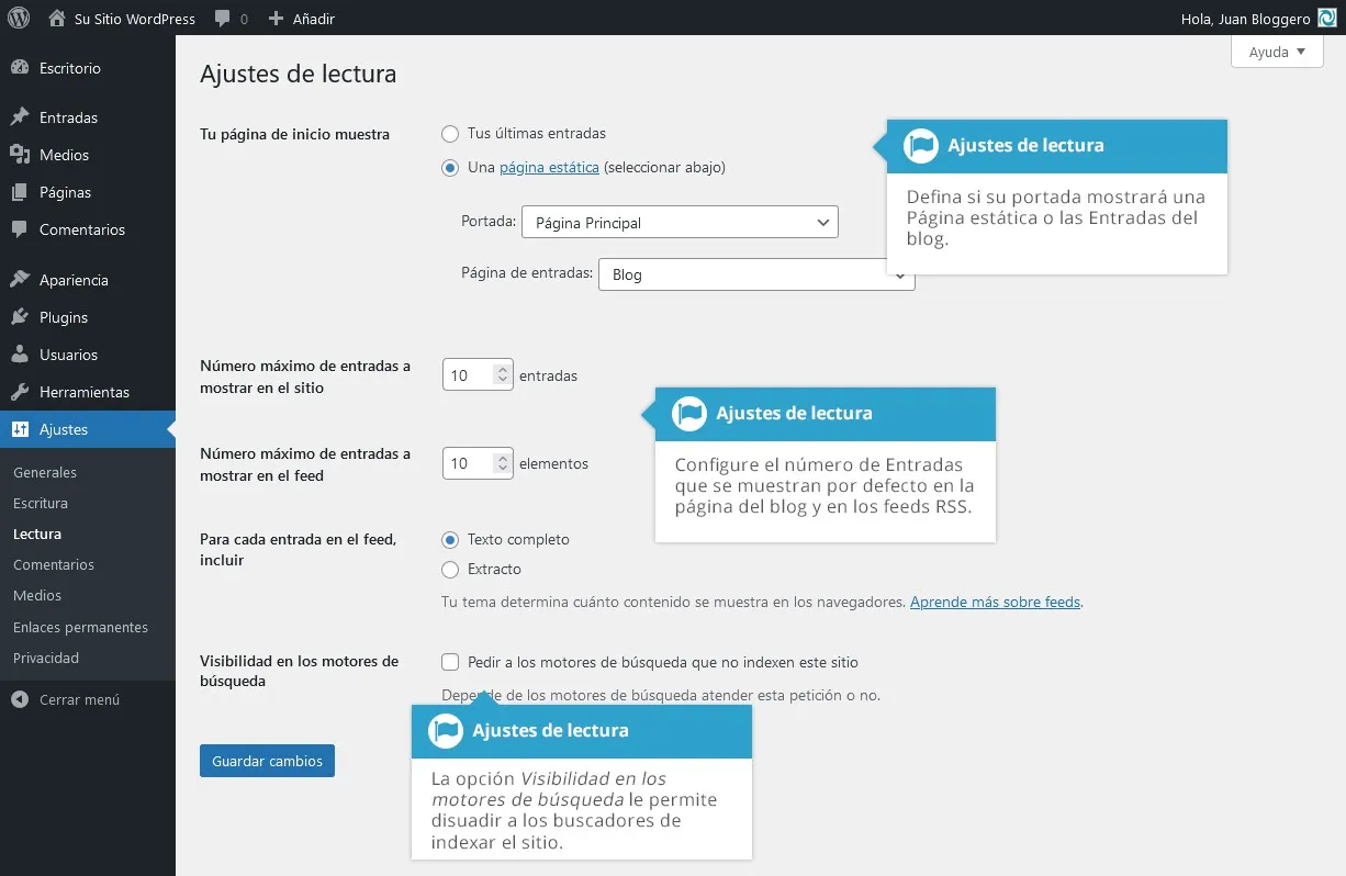 Ajustes de lectura y visibilidad en motores de búsqueda