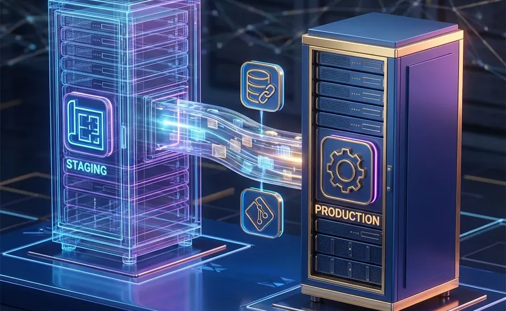 HestiaCP workflow de staging a producción