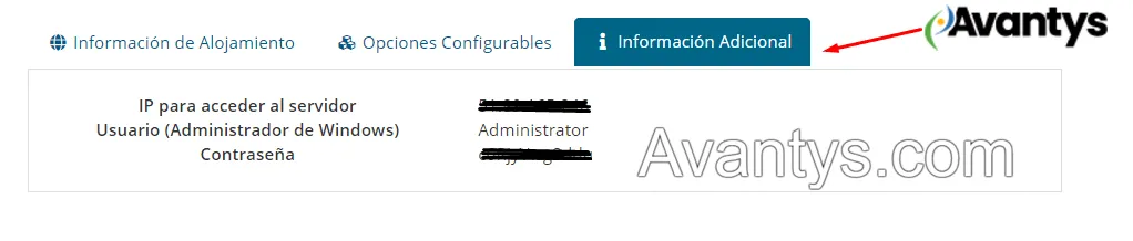 Informacion adicional de acceso al servidor