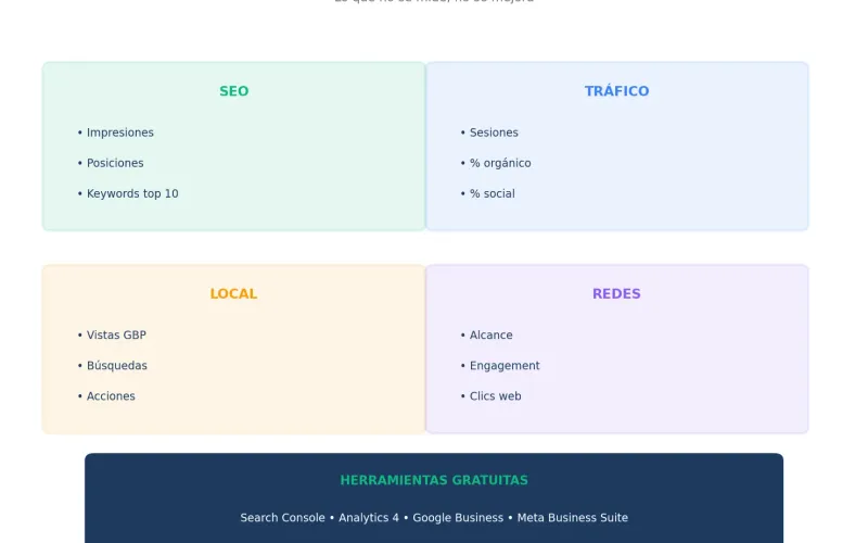 Métricas clave para medir la visibilidad web: SEO, tráfico, local, redes sociales