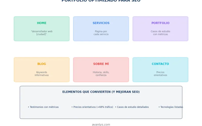 Estructura de portfolio optimizado para desarrollador web freelance