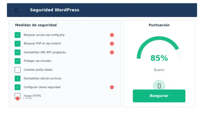 Panel de seguridad de WordPress Toolkit - Medidas de hardening