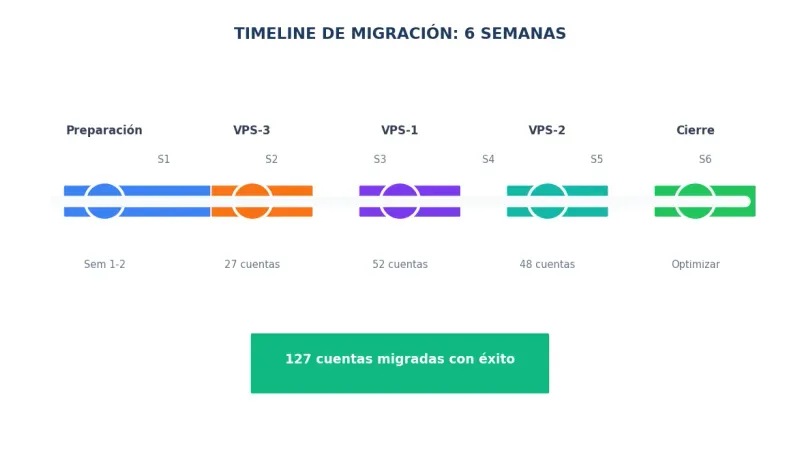 Timeline de migración de cPanel a DirectAdmin en 6 semanas
