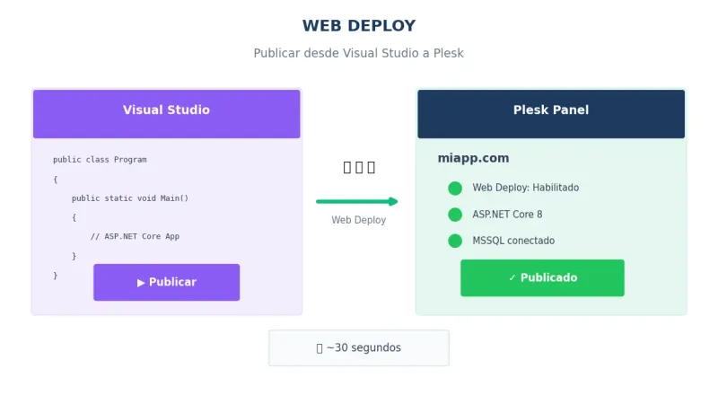 Configuración de Web Deploy para publicar desde Visual Studio a Plesk